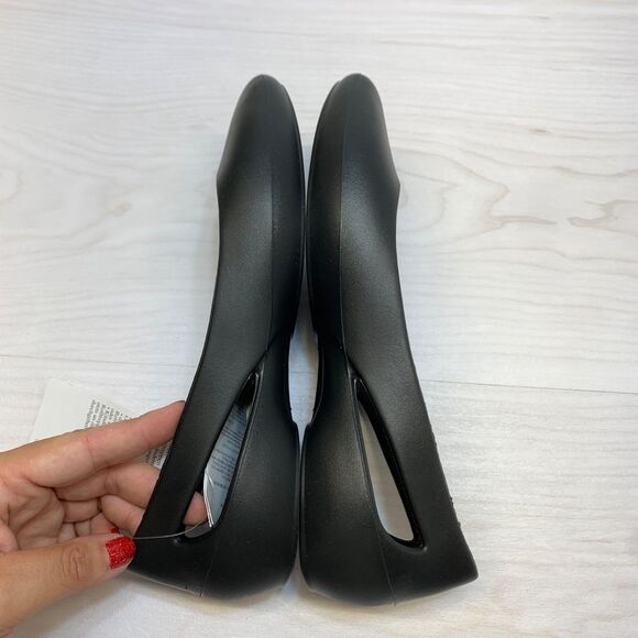 Crocs Sloane Black Ballet Flat Slip On Shoes Womens Size 5 Square Toe - Picture 3 of 9
